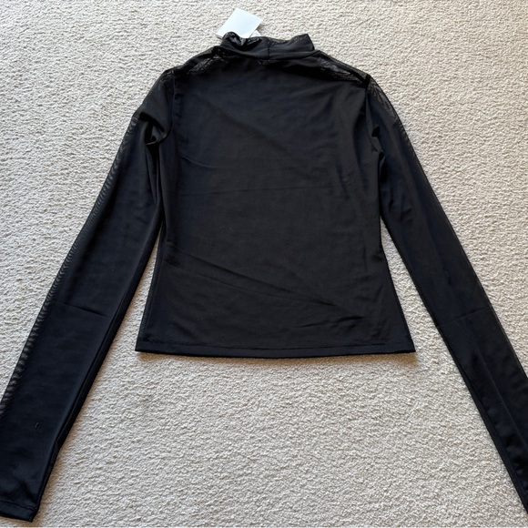 SO Mock Neck Sheer Mesh Long Sleeve Top Shirt Tee Blouse Black Women’s Small New - Picture 9 of 10